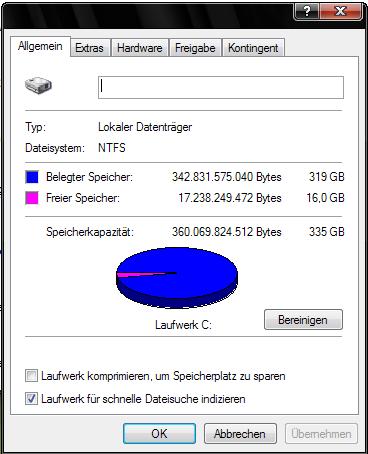 Festplatte so gut wie Voll